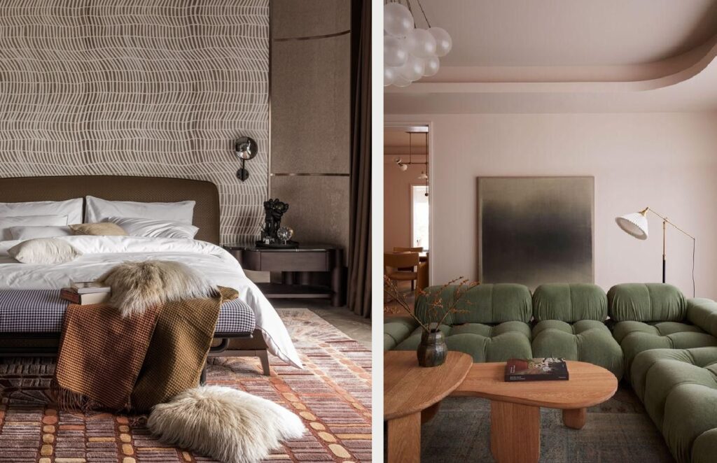 ciepłe wnętrze styl modern boho mid century modern